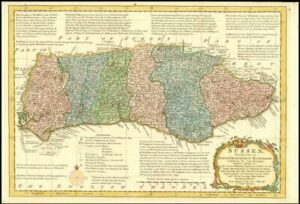 1777 Antique Map SUSSEX Emanual Bowen Divided Rapes Deanries Hundreds (BCM35)