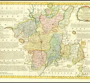 1777 Antique Map WORCESTERSHIRE by Emanual Bowen Divided into Hundreds (BCM41)