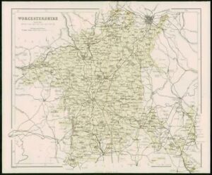 1868 - Original Colour Antique Map of WORCESTERSHIRE by W Hughes (FC22)