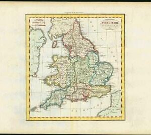 1813 Original Antique Map - ANGLETERRE England by Felix Delamarche (LM6)
