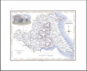 1836 Antique Map of EAST RIDING YORKSHIRE View of Beverley by Fullerton (FCM12)