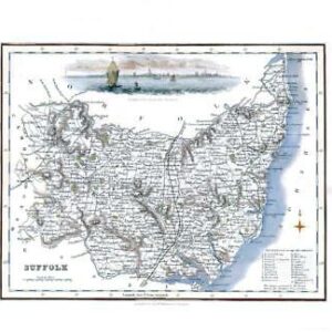 1836 - Original Antique Map of SUFFOLK View of Yarmouth Fullerton (FCM25)