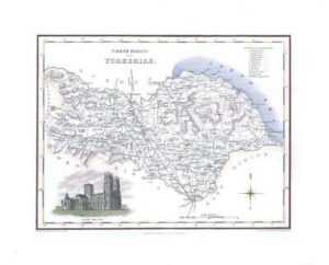 1836 - Antique Map of NORTH RIDING YORKSHIRE View York Minster Fullerton (FCM13)