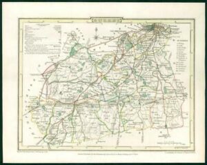 1808 - Original Antique Map of SURREY by J Roper hand coloured (bm20)