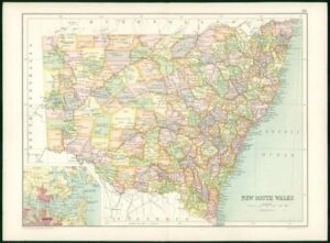 1912 Original Colour Antique Map - NEW SOUTH WALES Australia (4)