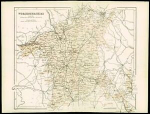 1865 - Original Antique Map of "WORCESTERSHIRE" by W Hughes (NG11)
