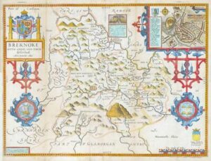 1676 Antique Map - WALES BREKNOKE Brecknock Brecon John Speed Bassett Chiswell
