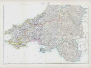 1863 Antique Map WALES South East Sheet Radnor Glamorgan Edward Weller (DA07)