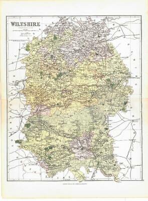 1885 Large Map of the County of WILTSHIRE by Weller (PCM38)