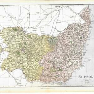 1885 Large Map of the County of SUFFOLK by Weller (PCM33)