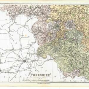 1885 Large Map of the County of YORKSHIRE (South West Sheet) by Weller (PCM42)