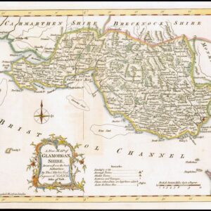 1764 Antique Map of GLAMORGANSHIRE WALES by Thomas Kitchin (KCM41)