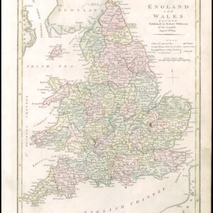 1809 Original Antique Map of ENGLAND AND WALES by Wilkinson (WKM4)