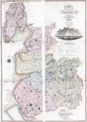 1818 Huge Scale MAP COUNTY PALATINE LANCASTER Lancashire GREENWOOD (LM22-14/19)