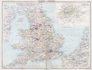 c1912 MAP Print COUNTIES AND BOROUGHS of England & Wales (BM4-33)