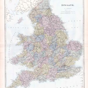 1887 Large Antique Folio Map ENGLAND WALES Stanford (SLA14)