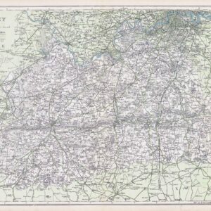 1912 Original Antique Map of SURREY by G W Bacon (BLS-7)