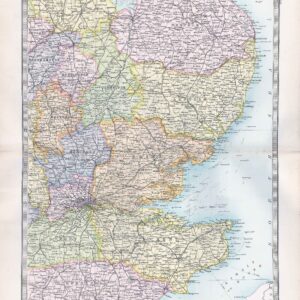 1912 Antique Map ENGLAND AND WALES MAPS Strait Dover (BWM4-13)