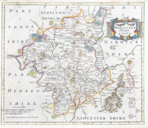 1695 1st Edition WORCESTERSHIRE antique Map by Robert Morden (LM30-18)