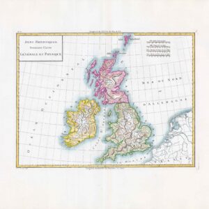 1797 ISLES BRITANNIQUES PREMIERE CARTE British Isles Map by Tardieu