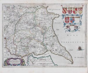 1654 EBORACENSIS PARS ORIENTALIS Yorkshire East Riding Antique Map by Blaeu