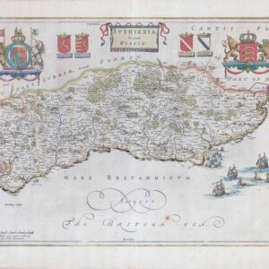 1654 SUTHSEXIA VERNACULE SUSSEX Antique Map by Blaeu French  Edition