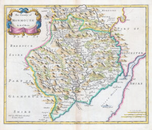 1722 MONMOUTHSHIRE Monmouth Wales  original antique Map Robert Morden (LM31-19)