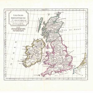 1792 LES ISLES BRITANNIQUES Par ROBERT DE VAUGONDY British Isles Map (GSM7)