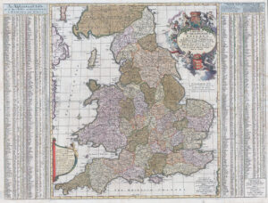 c1695 A New Mapp of the Kingdome of England Wales Map by Visscher Overton (LM32-25)