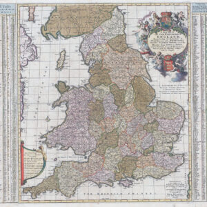 c1695 A New Mapp of the Kingdome of England Wales Map by Visscher Overton (LM32-25)