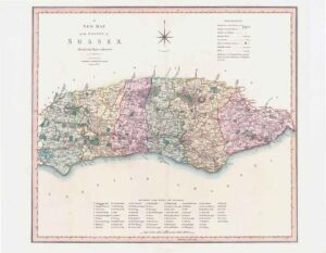 1804 Large format original Antique Map SUSSEX by C Smith (SM2/51)