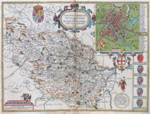 c1627 THE WEST RIDINGE OF YORKESHYRE Riding Yorkshire Antique John Speed Map
