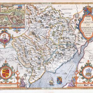 1676 Antique Map THE COUNTYE OF MONMOUTH Monmouthshire Wales JOHN SPEED