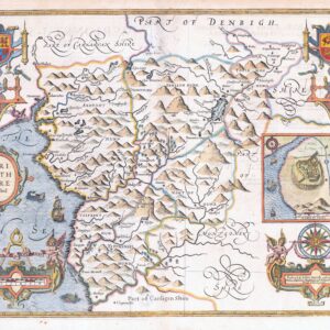 1676 Original Antique Map MERIONETHSHIRE by John Speed WALES