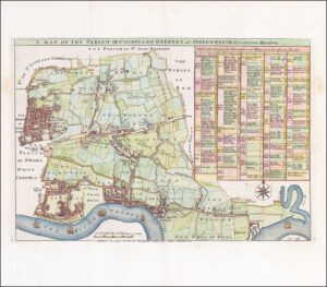 1755 Engraved map ST DUNSTANS STEPNEY London STEBUNHEATH Stow ii