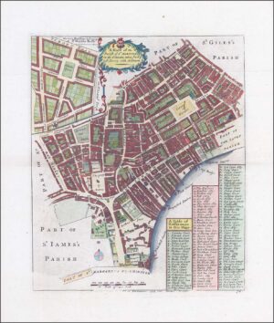 1755 Engraved map ST MARTINS IN THE FIELDS COVENT GARDEN London Stow