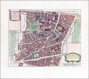 1755 Engraved map LONDON BROAD STREET WARD Threadneedle Cornhill Stow
