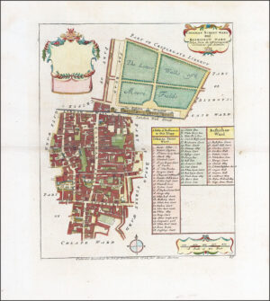 1755 Engraved map COLEMAN BASHISAW WARDLothbury LONDON  Stow