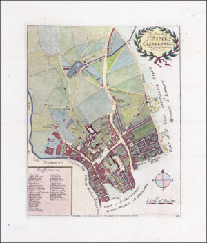1755 Engraved map LONDON ST JAMES CLERKENWELL PARISH London by STOW
