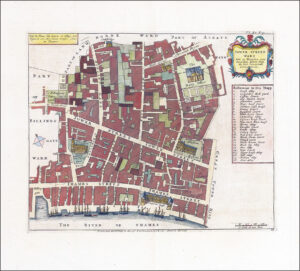 1755 Engraved map LONDON TOWER STREET WARD THAMES MARK LANE