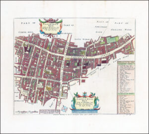 1755 Engraved map LONDON LANGBORNE CANDLEWICK WARD Fenchurch Gracechurch