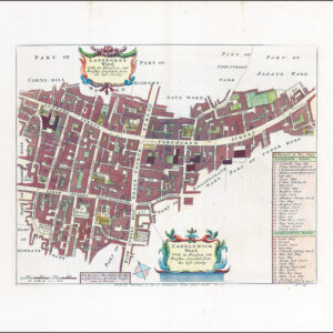 1755 Engraved map LONDON LANGBORNE CANDLEWICK WARD Fenchurch Gracechurch