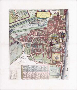 1755 Engraved map ST MARGARETS WESTMINSTER St JAMES'S PARK London Stow