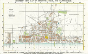 1867 Antique Map of BRIGHTON HOVE CLIFTONVILLE Sussex by Andress