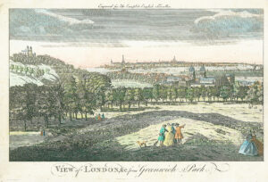 1790 Original Antique Print VIEW OF LONDON FROM GREENWICH PARK