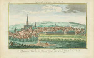 1771 Large Perspective View of the City & Salisbury in Wiltshire (bt23)