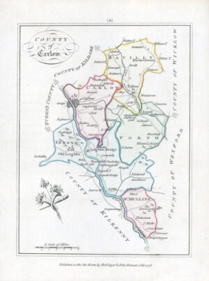 1776 IRELAND - Rare engraved antique map of CARLOW by Bernard Scale (BS2/22)