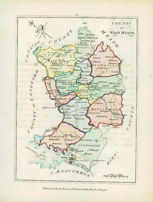 1776 IRELAND - Engraved Antique Map of COUNTY OF WEST MEATH with original colour