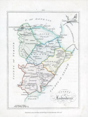 1776 IRELAND - Rare engraved antique map of LONDONDERRY Bernard Scale (BS2/10)