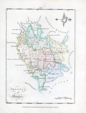 1776 IRELAND - Rare engraved antique map of MUNSTER by Bernard Scale (BS2/4)